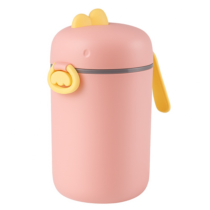 Pote Dosador de Leite em Pó Infantil com Colher Medidora Rosa